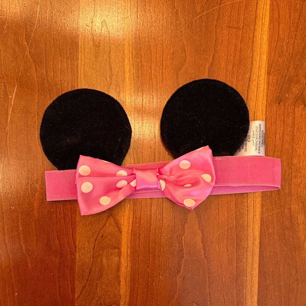 DISNEY Pink and Black Minnie Mouse Ear Infant Headband